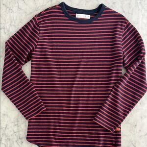 Zara Boy's Red and Blue Long Sleeve Striped Top